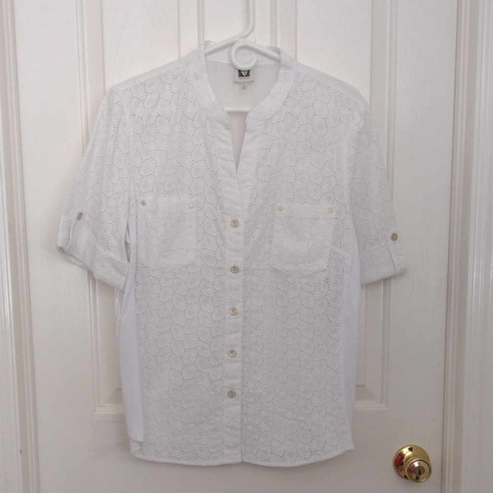 Anne Klein White Eyelet Blouse
